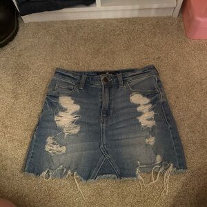 Hollister Blue Distressed Mini Skirt
